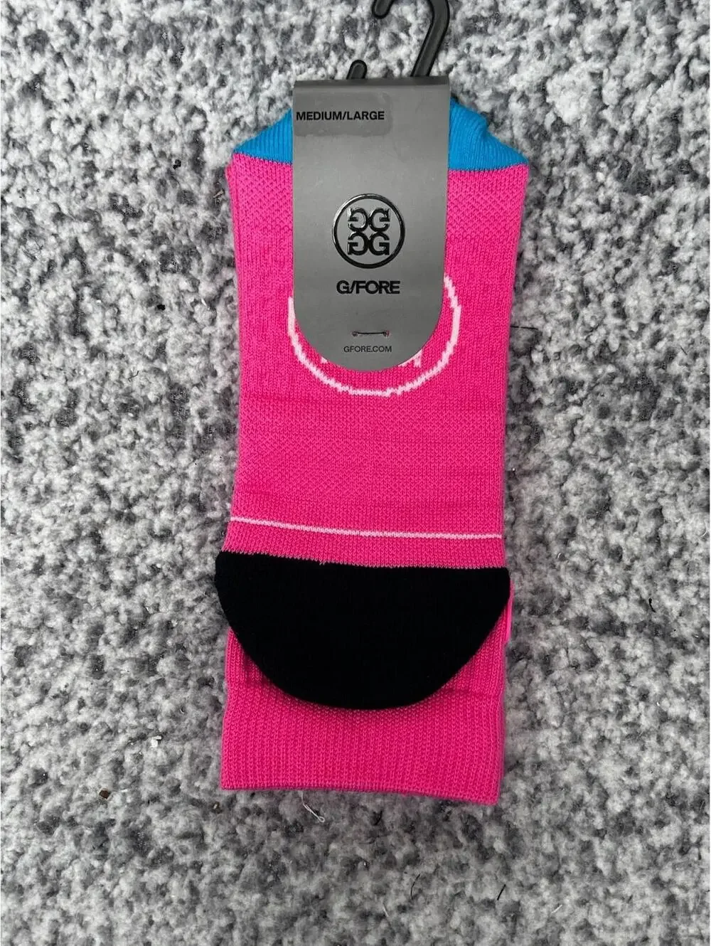 G/Fore Ladies Size M/L (US 8.5-11) Knockout Pink Pray For Birdies Crew Socks